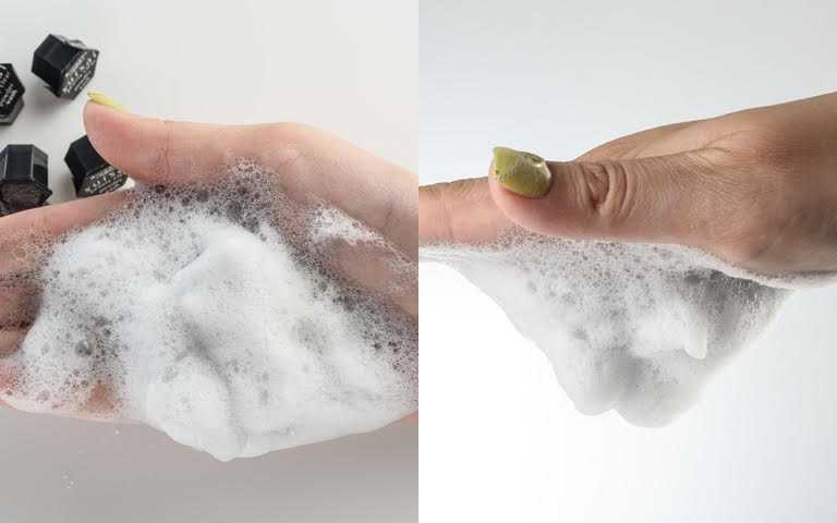   如果用洗泡網來起泡，泡沫竟然綿密到就像不到翁一樣，就算倒著放也不掉，好厲害。(圖／品牌提供)  