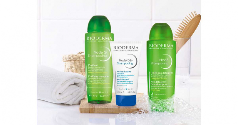 BIODERMA Nodé 頭皮賦活系列，暌違多年，正式抵台，同步引入該系列三大熱銷明星品：《Nodé頭皮賦活健康洗髮露》、《Nodé頭皮賦活控油洗髮精》與《Nodé頭皮舒緩抗屑洗髮乳》（圖／貝膚黛瑪提供）。