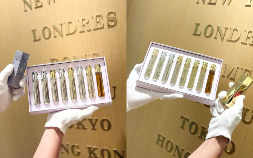 2025男士香氛衣櫥和女士香氛衣櫥都是11ml 8入組,可再搭配鋅夾及金夾,完整用香儀式。(圖/吳雅鈴攝)