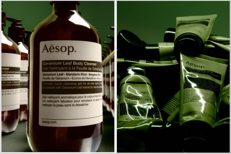 Aesop 天竺葵身體潔膚露 500ml/ 1,700元 ; Aesop 天竺葵身體去角質露 180ml / 1,250元 (圖/品牌提供)