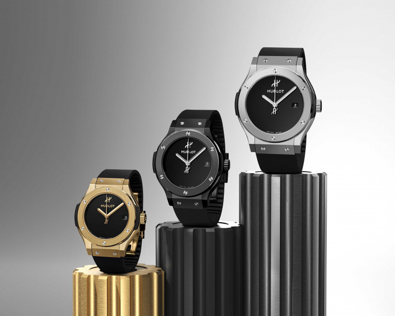 經典融合系列原創腕錶黃金款、鈦金款、黑陶瓷款（圖／品牌提供）