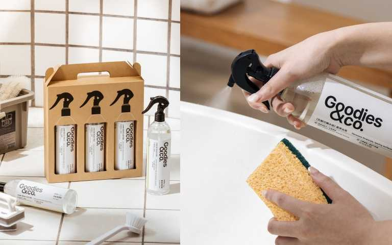 (左)Goodies&co. every day 大掃除神器禮盒組3入組/1,188元(右)Goodies&co. every day 水垢清潔劑 500ml/499元（圖／品牌提供）