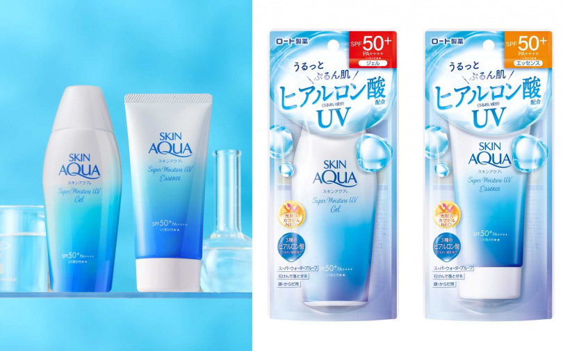 曼秀雷敦水潤肌超保濕水感防曬凝露SPF50+/PA++++ 110g/379元、曼秀雷敦水潤肌超保濕水感防曬精華SPF50+/PA++++ 80g/379元(圖/品牌提供)