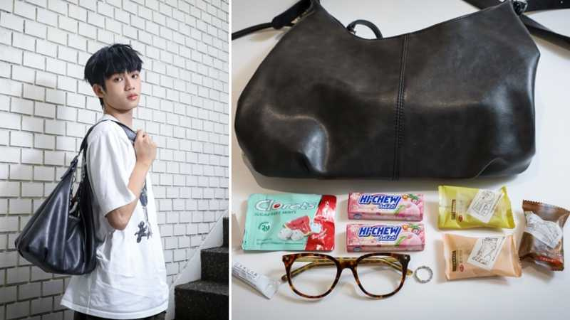 彥旭自認最需要熱量補充，因此包包裡永遠不缺零食。（圖／侯世駿攝）