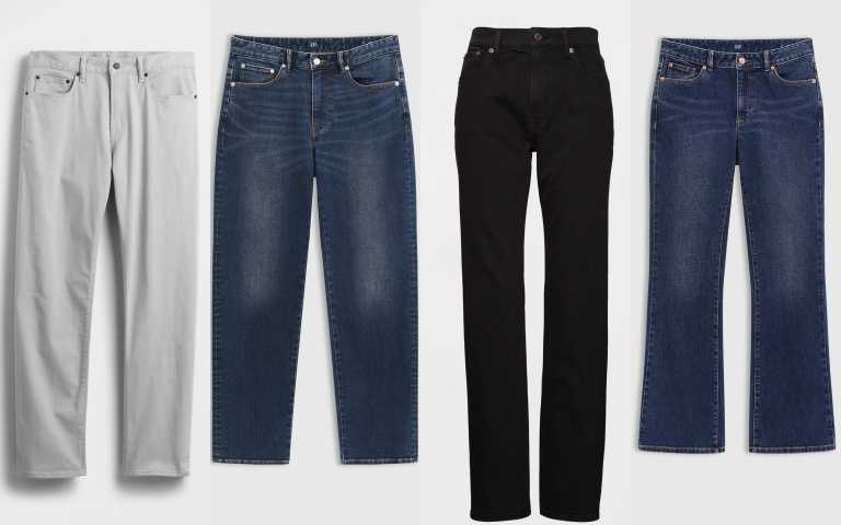 Gap 直筒牛仔褲(男) / 1,999元、城市直筒牛仔褲(男) / 1,999元、Gap 高腰直筒牛仔褲(女) / 1,699元、修身牛仔褲(女) / 1,699元（圖／品牌提供）