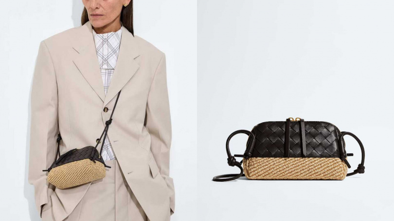 Bottega Veneta CONCERT 拉菲草編織皮革斜背包(圖/品牌提供)