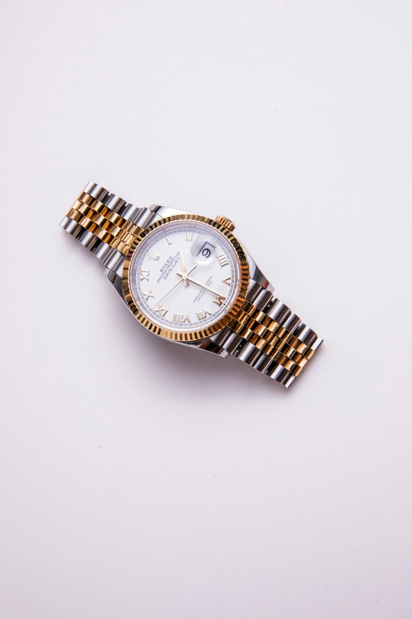 勞力士daytona手錶，事業剛起步時，和老公在美國工作時合買的，當時價格約18萬。（圖／莊立人攝）