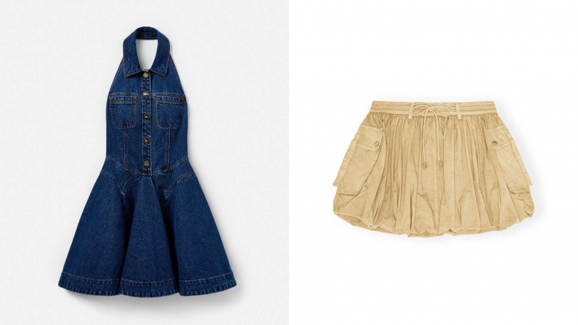 推薦單品:self-portrait Light Blue Sleeveless Mini Dress/14,300元,GANNI水洗彈力棉泡泡短裙-雲雀黃/10,300元(圖/品牌提供)