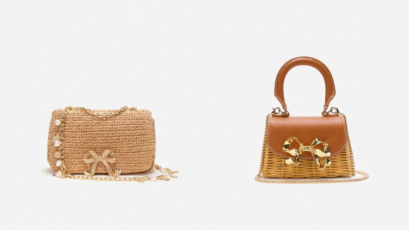 推薦單品:self-portrait Raffia Bow Charm Shoulder Bag/25,800元,self-portrait Rattan Micro Bow Bag /19,300元(圖/品牌提供)