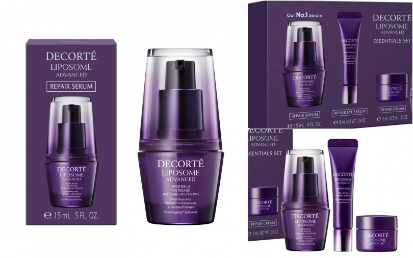 黛珂超微導全能修護精粹體驗瓶15ml／1,450元、黛珂超微導全能修護組／2,350元  內含超微導全能修護精粹15ml+超微導全能修護霜9ml+超微導全能亮眼精粹8ml。（圖／品牌提供）