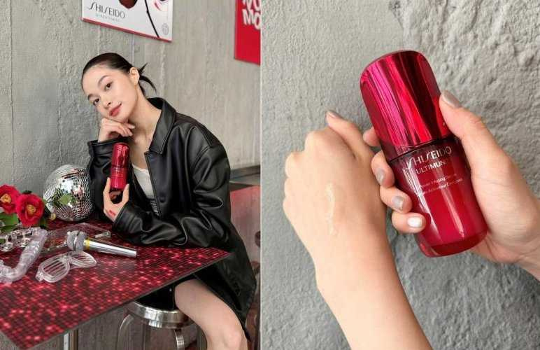 被暱稱為#資生堂小紅瓶的紅妍山茶花修護精華，可解決因熬夜而導致的細紋老化、膚色蠟黃等問題。（圖／吳雅鈴攝）