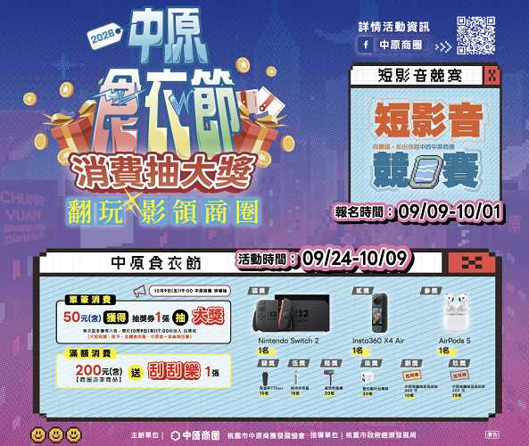 2026中原食衣節結合商圈美學改造、短影音競賽及消費摸彩活動,邀請民眾走進中原,感受商圈嶄新風貌。(圖片提供/桃園市中原商圈發展協會)