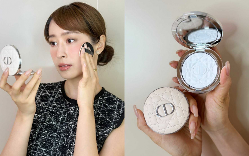 迪奧超完美柔光蜜粉餅6g／2,200元 加入極細珠光粒子，一抹上臉自然提亮，建議於眼下與T字部位疊擦更有感！（圖／吳雅鈴攝）