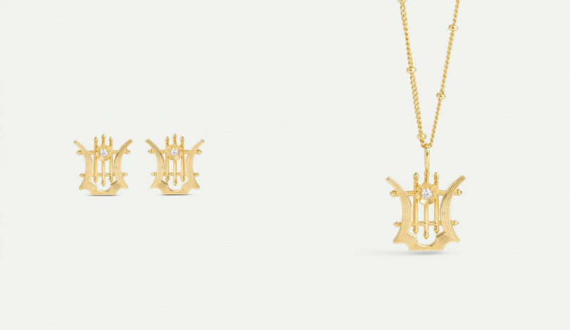 左:Les Néréides 愛樂而生-七弦琴耳環 /4,000元;右:Les Néréides 愛樂而生-七弦琴項鍊/8,400元(圖/品牌提供)