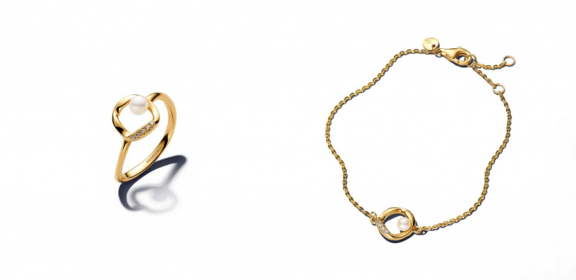 密鑲自然流線淡水珍珠戒指/4,380元,密鑲自然流線淡水珍珠手鏈/4,980元(圖/品牌提供)