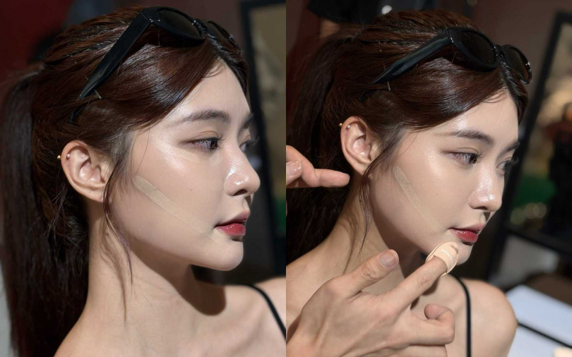 「線雕拉提修容術」3筆分別為：① 眼下眼頭一點點，然後從眼尾到太陽穴的連線、②跟法令紋黃金交叉的一條短短的線、③從嘴角延伸到鬢角的連線。（圖／吳雅鈴攝）