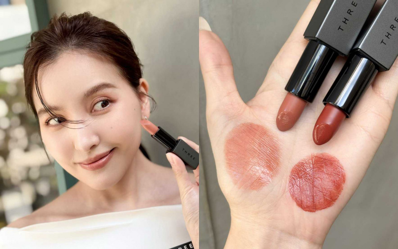 THREE夢幻柔光唇膏#07、#08／1,300元（圖／吳雅鈴攝）