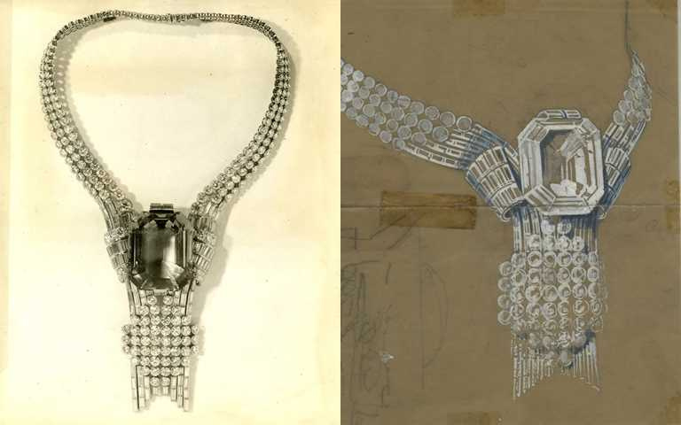 Tiffany於1939年世界博覽會展出鑲嵌海藍寶石和美鑽的高級珠寶項鍊。