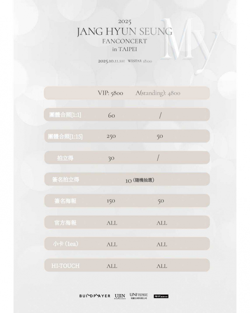 張賢勝10月11日開唱祭出多重福利。（圖／UNI Global 提供）