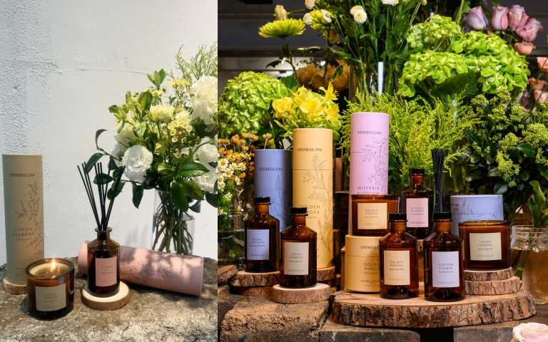 STONEGLOW 漫步花園系列香氛蠟燭 40hr / 1,800元、擴香 160ml / 1,900元（圖／品牌提供、黃筱婷攝）