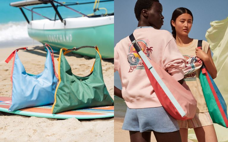 Longchamp Re-play包款系列以雙色拼接帆布打造夏日法式海岸風格。（圖／品牌提供）