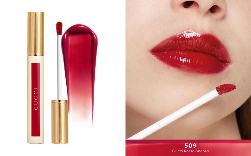 擦上#509 GUCCI Rosso Ancora可實現氣勢紅唇妝。(圖/品牌提供)