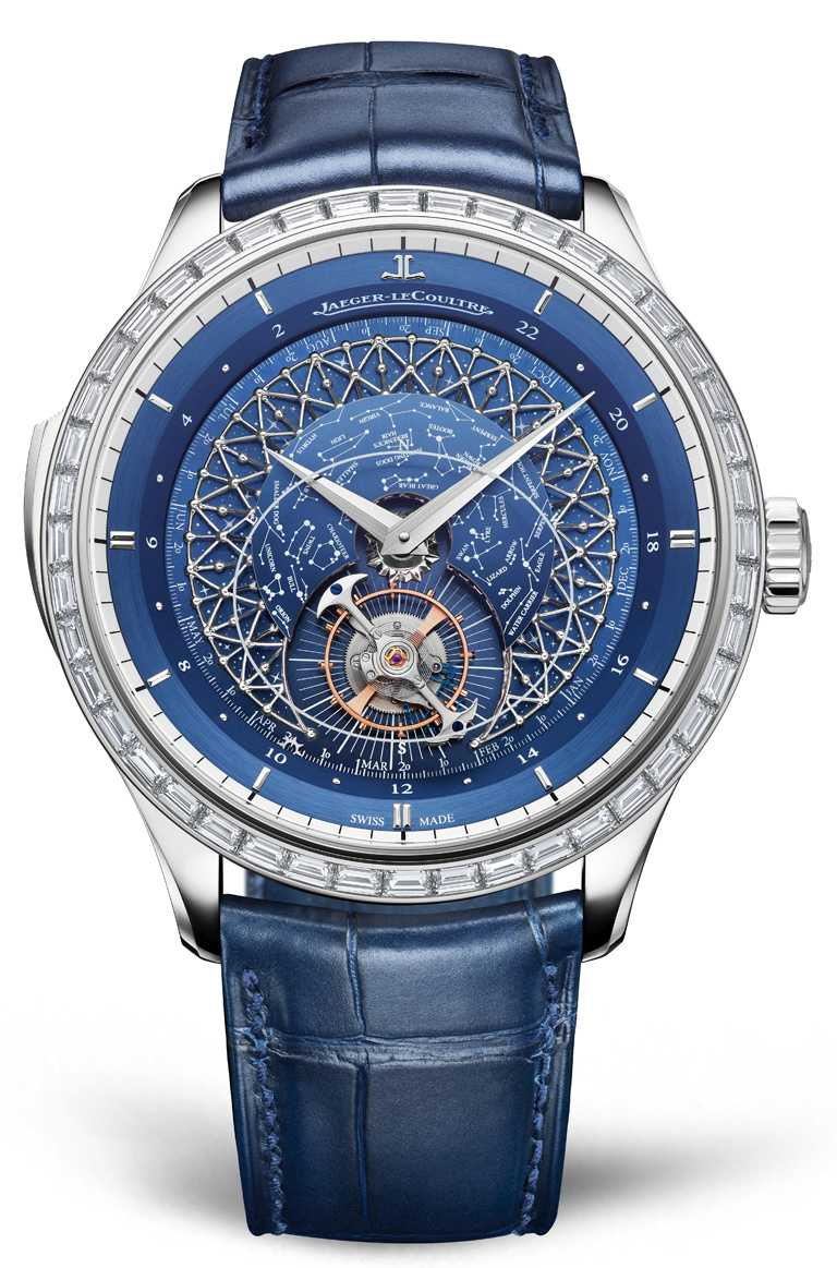 JAEGER-LECOULTRE「Master Grande Tradition超卓傳統大師系列」腕錶╱白金錶殼，45mm，鑽石44顆，限量8只╱14,500,000元。（圖╱JAEGER-LECOULTRE提供）