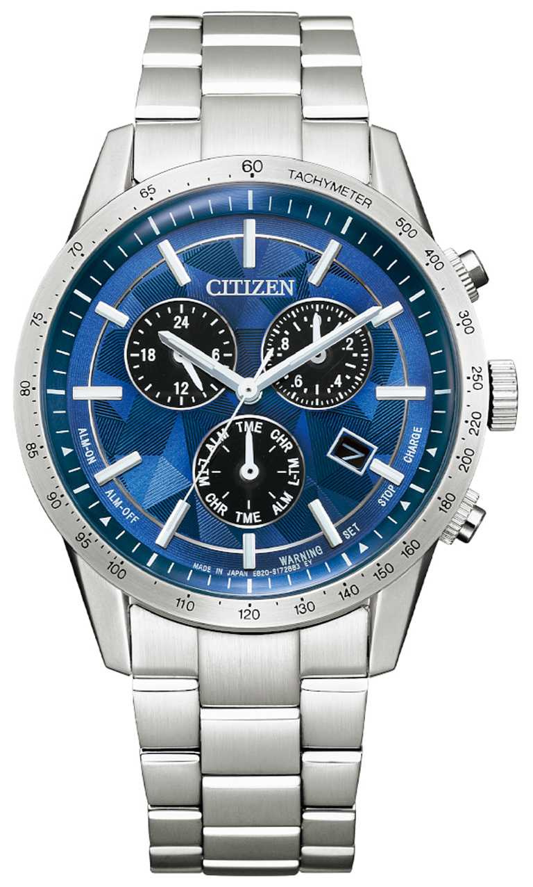 CITIZEN「光動能萬年曆」腕錶，「日本‧藍」限定款（型號BL5590-55L），39.5mm，鈦金屬錶殼╱17,800元。（圖╱CITIZEN提供）