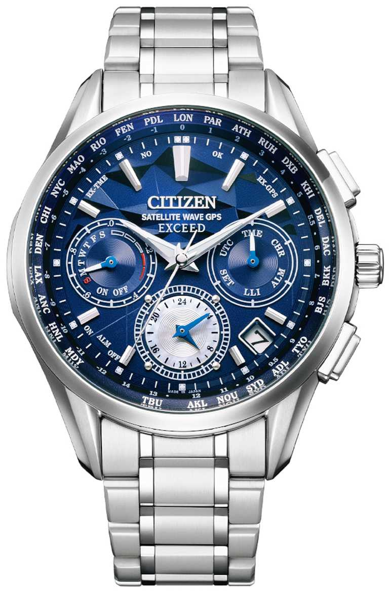 CITIZEN「光動能GPS衛星對時」腕錶，「日本‧藍」限定款（型號CC4030-58L），43.3mm，鈦金屬錶殼╱84,800元。（圖╱CITIZEN提供）