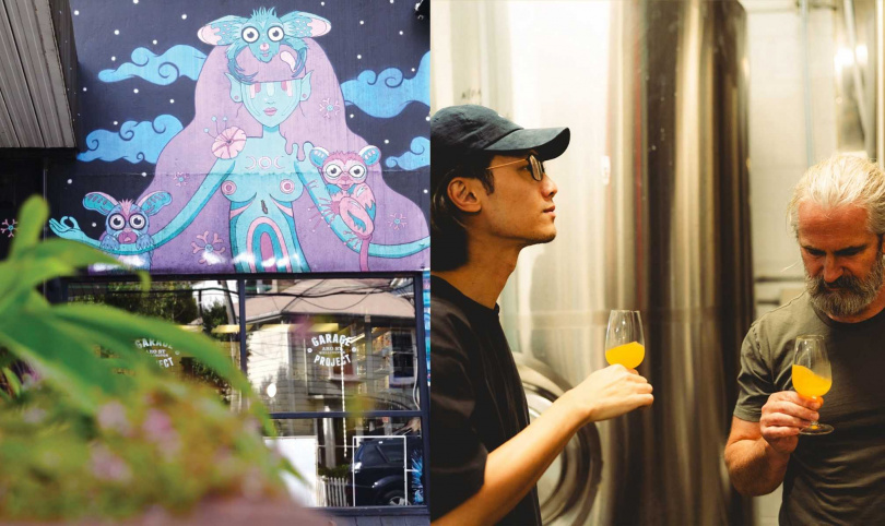 酉鬼啤酒釀酒師Mark(右圖左)與Garage Project Pete共同設計酒譜,並於Garage Project在紐西蘭充滿塗鴉的酒廠進行釀造。(圖/酉鬼啤酒提供)