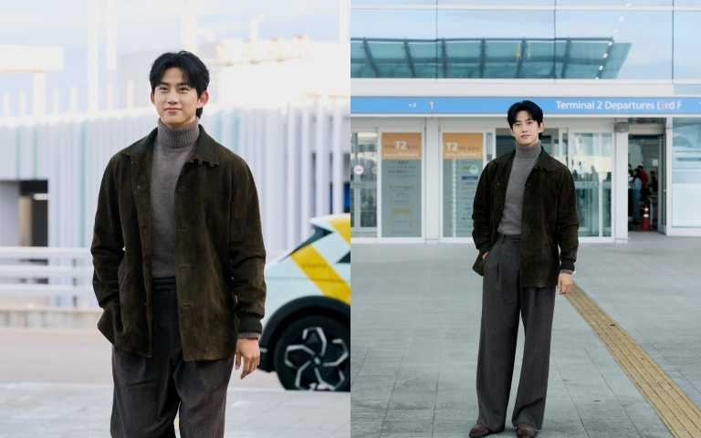 玉澤演穿著Loro Piana Maremma麂皮外套、羊毛真絲混紡高領毛衣、羊毛長褲與麂皮切爾西靴，展現秋冬義式紳士的低調優雅。（圖／品牌提供）