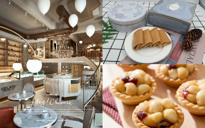 原味夏威夷豆塔(10入定價$350)、花生蕾絲薄餅(330g $350),另外有另有巧克力、肉鬆及柚香伯爵多樣內餡。(圖/名坂奇洋菓子提供)