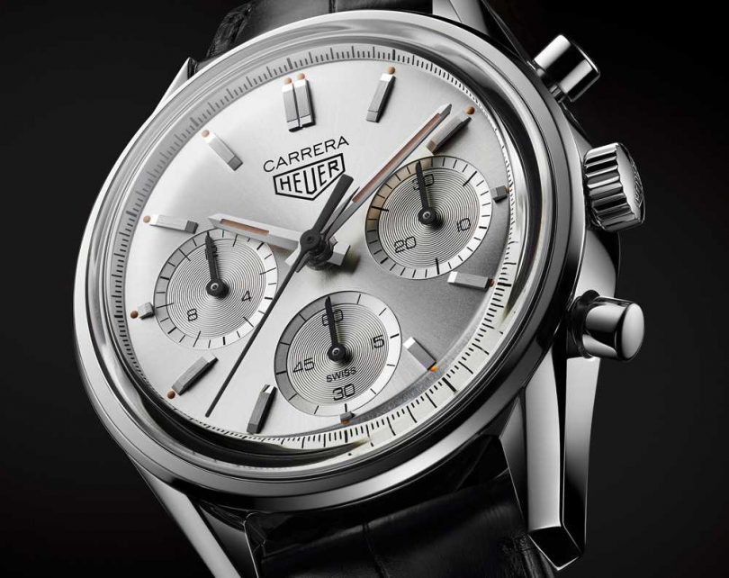 TAG Heuer「HEUER CARRER」160周年銀色限量版腕錶╱212,000元（圖╱TAG Heuer提供）