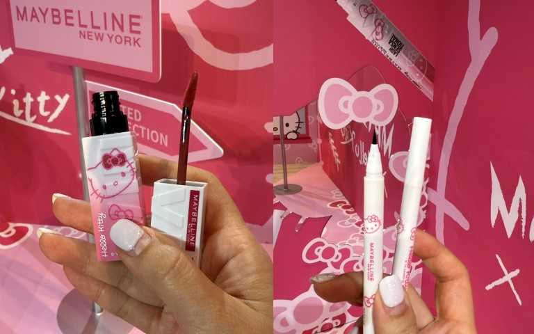 媚比琳X Hello Kitty飛天翹防水睫毛膏(黑色/暖棕) / 469元、超激細抗暈眼線液(抗手震版)/ 370元(圖/品牌提供)