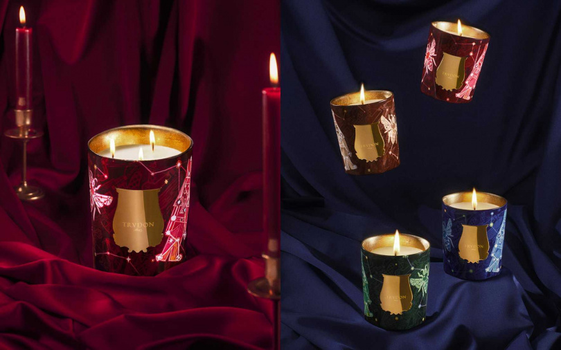 Trudon聖誕限定「星界系列」FIR冷杉香氛蠟燭、NAZARETH 聖星香氛蠟燭、LIBRA天衡香氛蠟燭、LUNA弦月香氛蠟燭／各270g 5,180元、800g 13,880元、2.8kg 25,980元（圖／品牌提供）