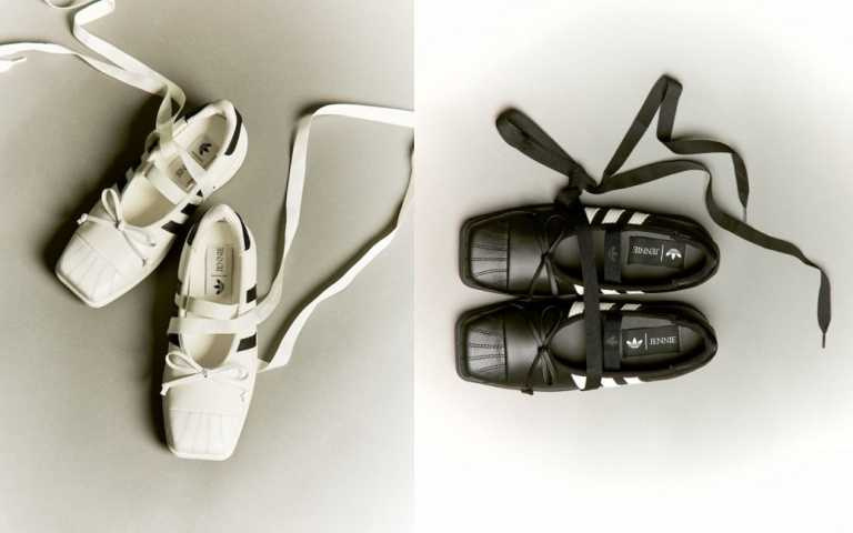 adidas Originals by JENNIE SUPERSTAR SQ BALLET W／4,290元、LEG WARMERS高筒針織襪套／1,490元。（圖／品牌提供）