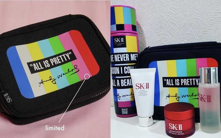   SK-II少見的聯名化妝包，拿來裝外出旅行的小ml保養品剛剛好。(圖／IG@miiya1126、IG@shokgram93)  