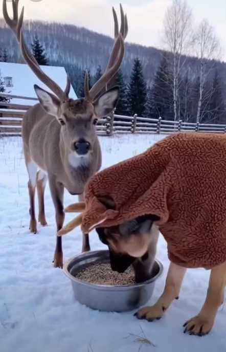 披著鹿皮的狗。（圖／翻攝自臉書）