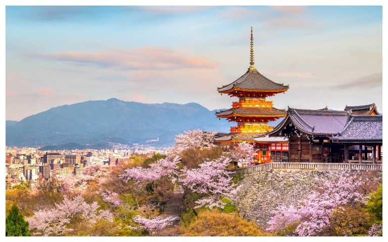 京都清水寺粉嫩櫻花(圖／可樂旅遊提供）