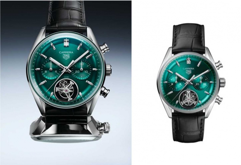 (圖：TAG Heuer Carrera 陀飛輪計時腕錶湖水綠款／建議售價790,800元（圖／品牌提供）
