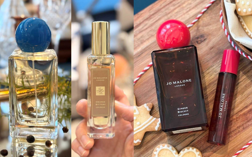 Jo Malone London午夜麝香與琥珀香水100ml／6,100元&苦橙限量版香水30ml／3,050元、100ml／6,100元&薑餅限量版香水10ml／1,050元、100ml／6,100元（圖／吳雅鈴攝）