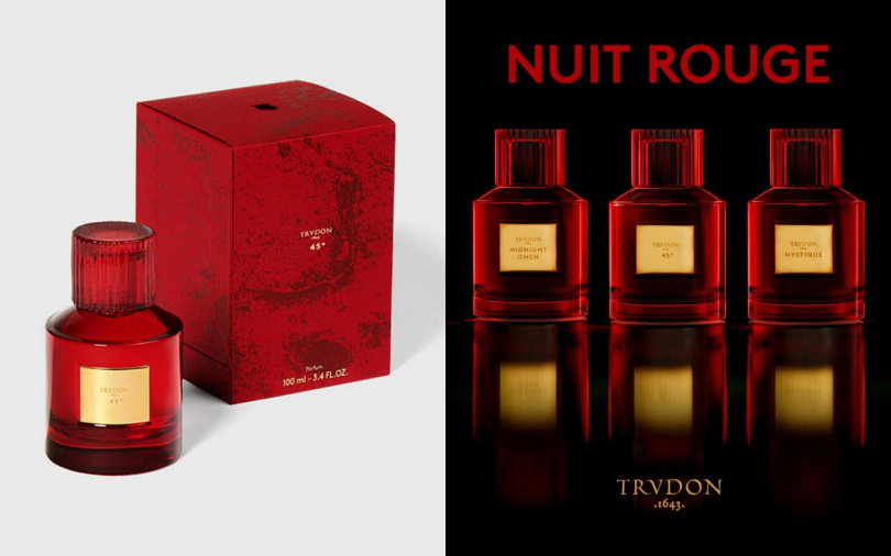 TRUDON全新香精系列 「NUIT ROUGE紅色夜宴」，一次帶來三款性感迷人的夜晚之香。（圖／品牌提供）