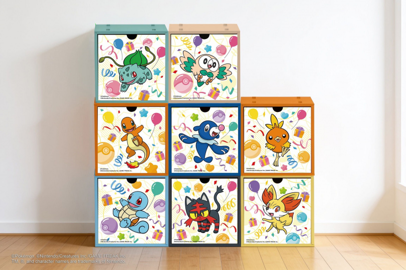 新光三越攜手寶可夢推出60款會員限定好禮 其中最特別就是「Pokémon層層進化收納櫃」 有17款分店限定款 每店各有專屬角色 打造「一店一寶可夢」的全台蒐集任務(圖/業者提供)