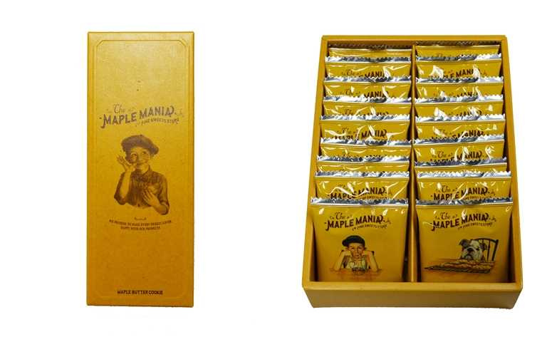 「The maple mania 楓糖男孩」必買地的產品為「楓糖奶油夾心餅乾」。