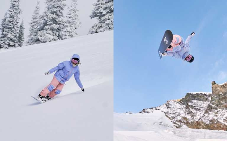 ROXY旗下史上最年輕奧運金牌滑雪選手Chloe Kim，穿上繽紛亮眼的聯乘系列，馳騁雪場展現滑雪美技！（圖／品牌提供）