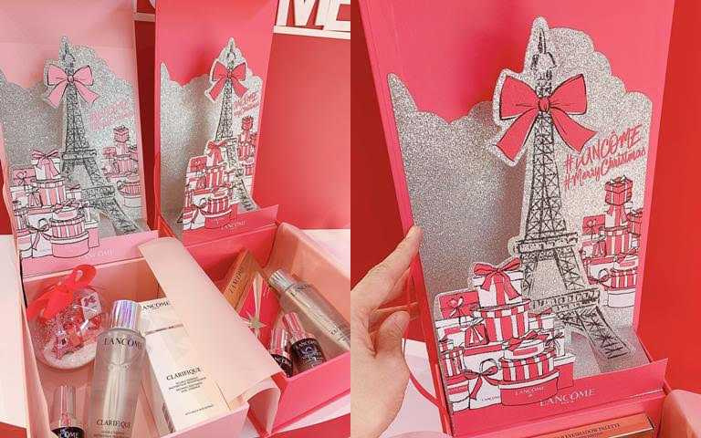 第二檻則是消費滿6,000元能獲得「閃耀巴黎聖誕禮盒」，裡頭的bling bling巴黎鐵塔立體造景實在太美了。(圖／吳雅鈴攝影)