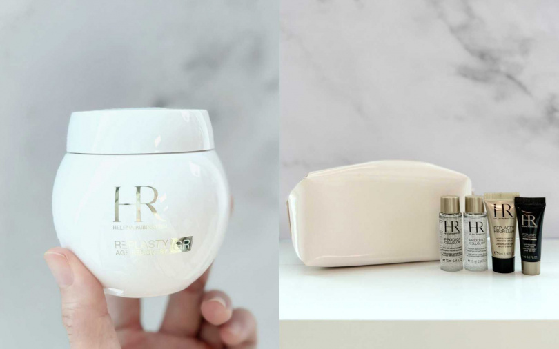 童顏膠原乳霜升級體驗-極彈白繃帶修護乳霜50ml/13,300元 凡購買極彈白繃帶修護乳霜50ml,即贈極致高光全能水凝露10ml x2+5H.A.玻尿酸緊緻抗皺精華5ml+黑繃帶修護眼霜3ml+品牌旅行包。(圖/吳雅鈴攝)