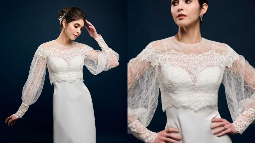CERES BRIDAL Freesia法式蕾絲短版上衣（圖：Pinkoi）