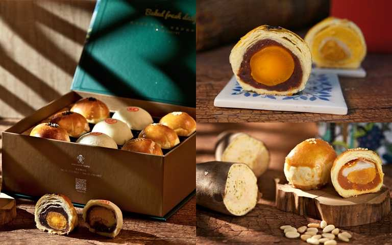 烘焙名店「普諾麵包坊」推出「金秋旺月中秋蛋黃酥禮盒」及「經典鳳梨酥禮盒」。