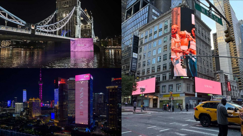 倫敦、紐約、上海等地，在專輯《SWAG II》發行前一天都出現大型戶外廣告。（圖／翻攝自Justin BieberIG）